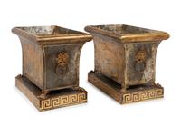 A Pair of Neoclassical Parcel Gilt Tôle Jardinières
