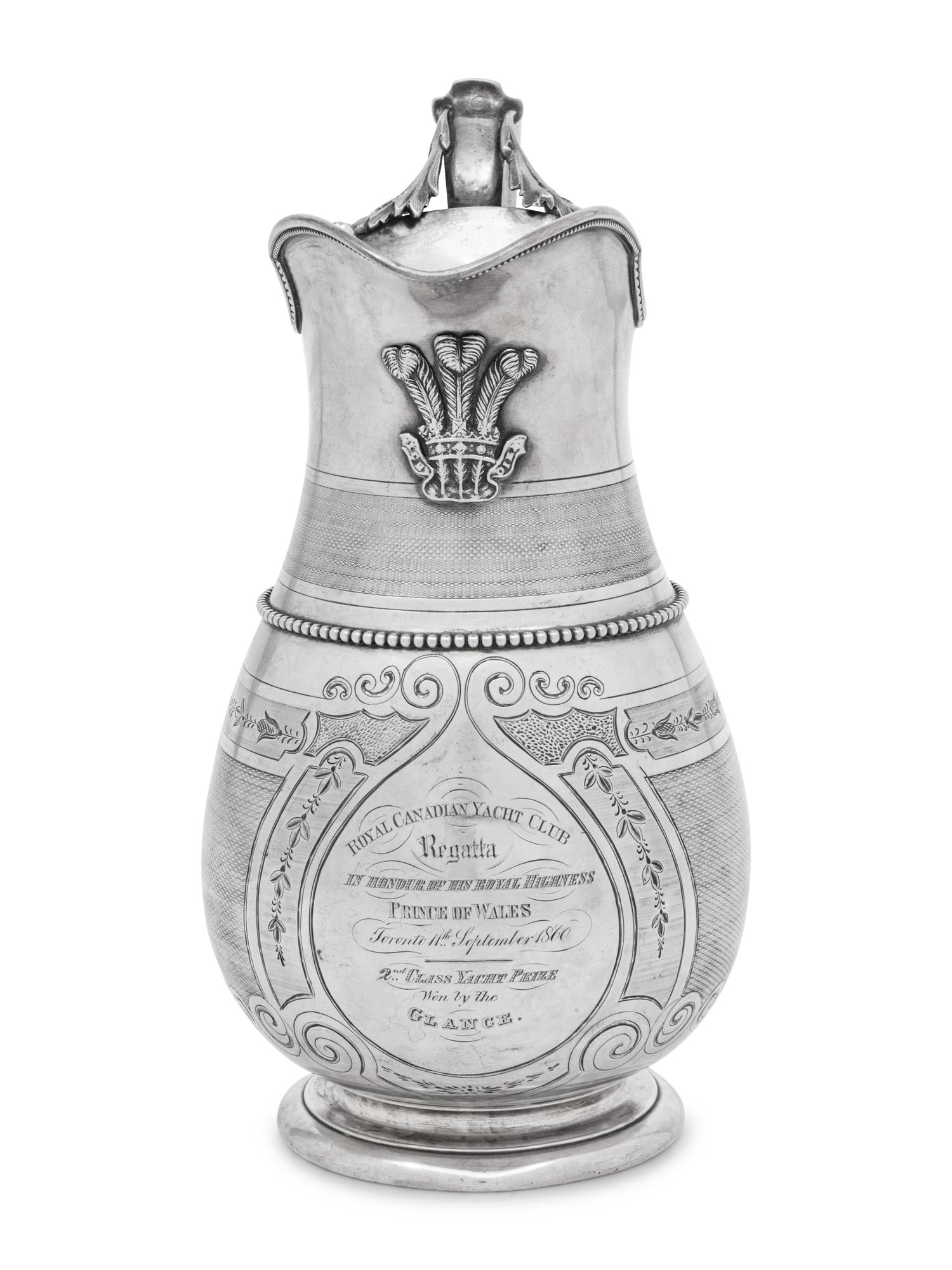 An American Coin Silver Presentation Water Pitcher of Yacht Racing Interest