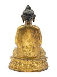 A Large Tibetan Gilt Bronze Figure of Seated Buddha
