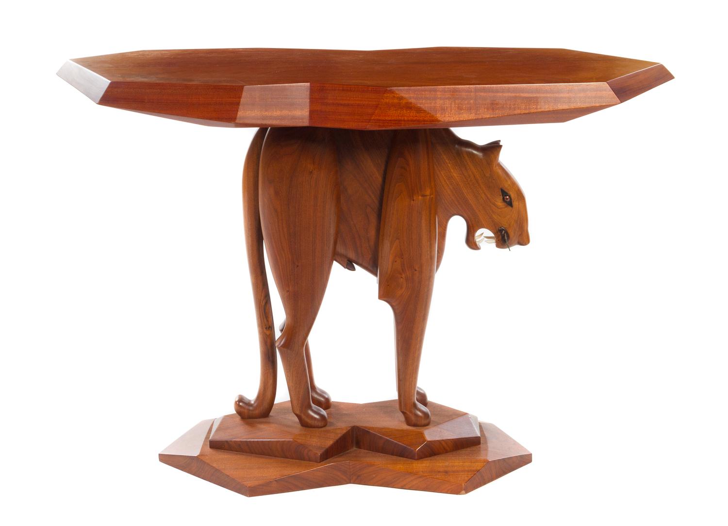 An American Walnut, Rosewood, Ebony and Metal Table Height 31 x width 45 1/2 x depth 14 1/4 inches. — ROBERT WHITLEY (AMERICAN, B. 1925), 1986