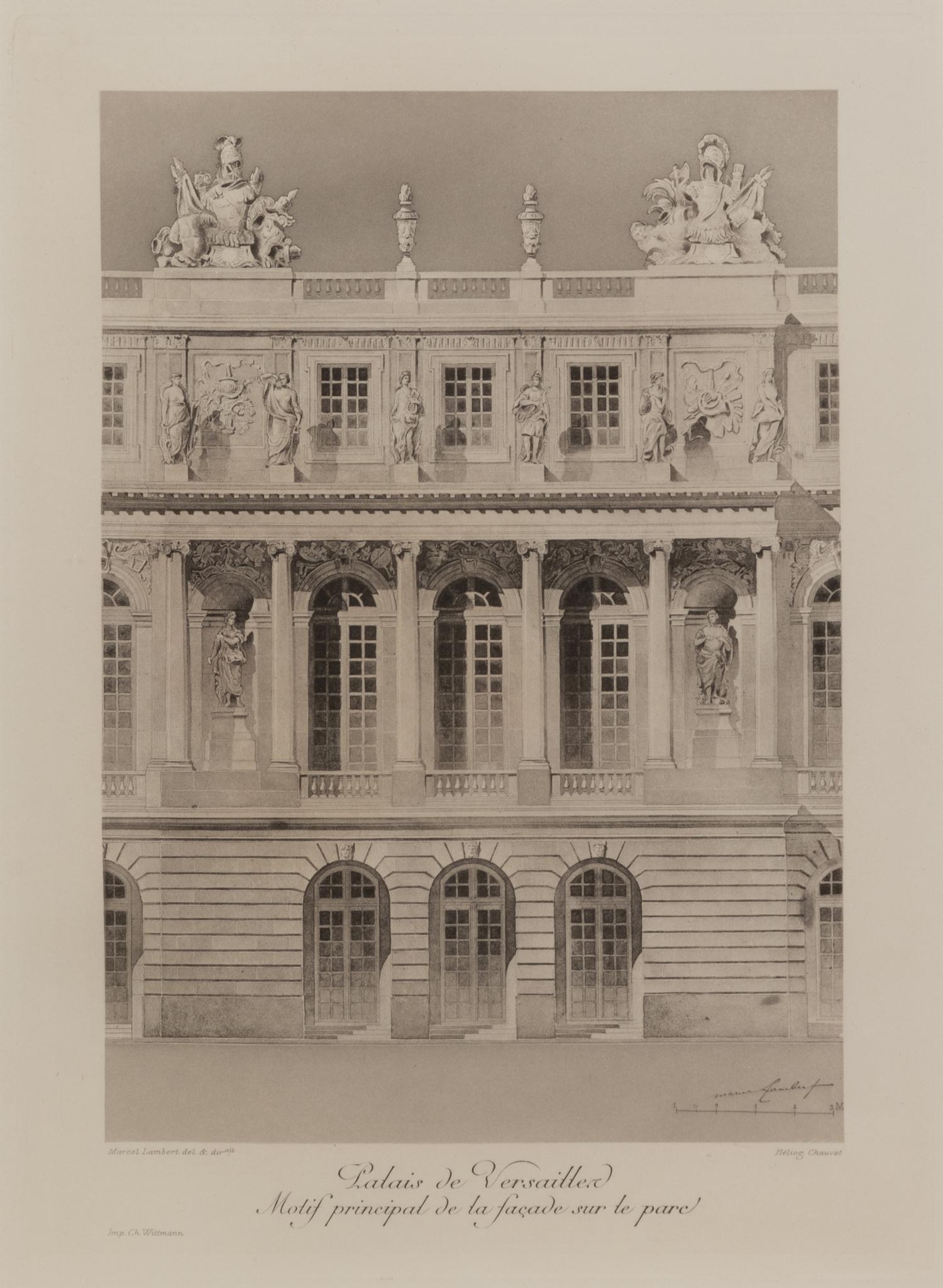 A Set of Six Framed Engravings Depicting Versailles and the Petit Trianon