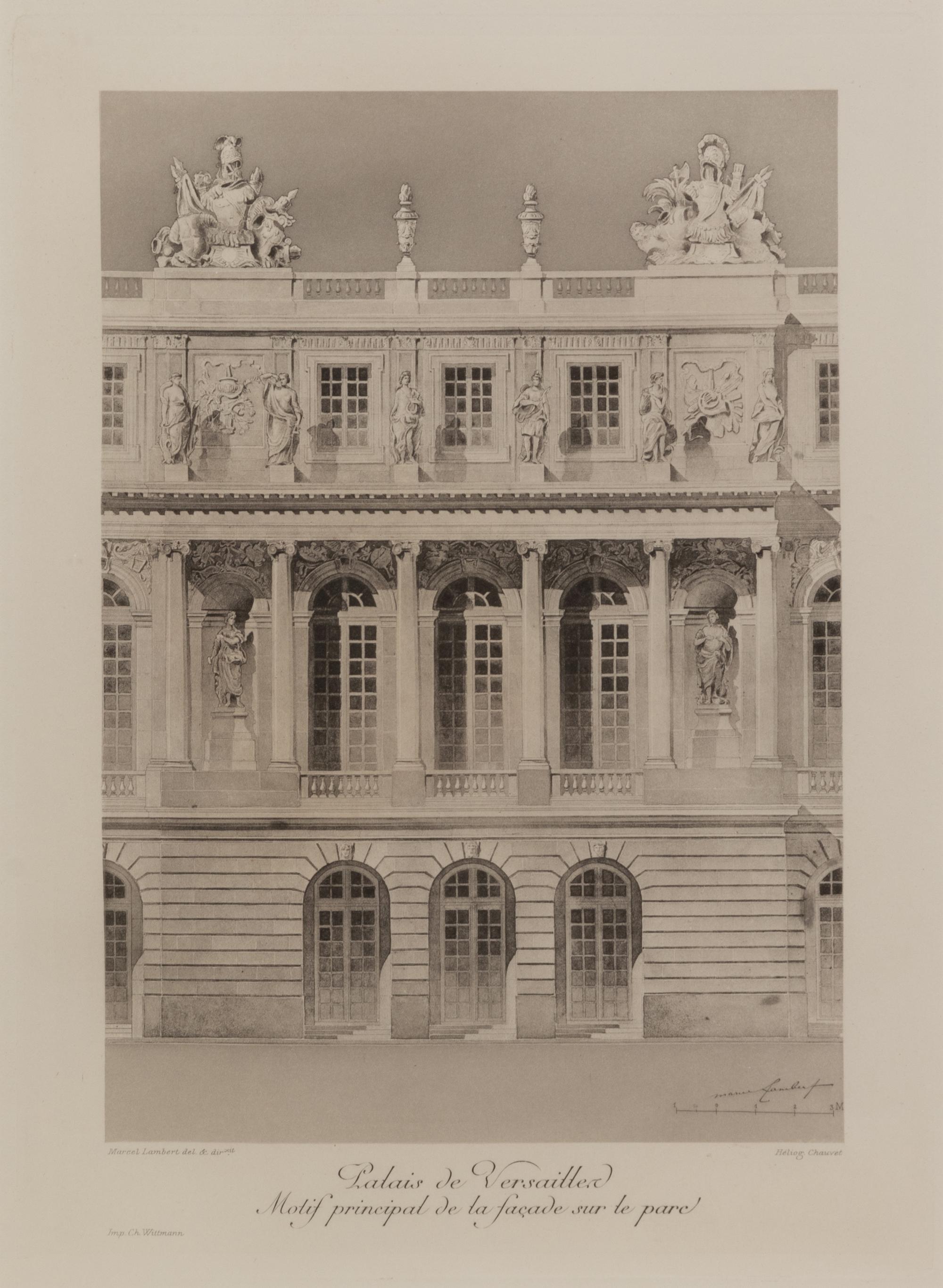 A Set of Six Framed Engravings Depicting Versailles and the Petit Trianon