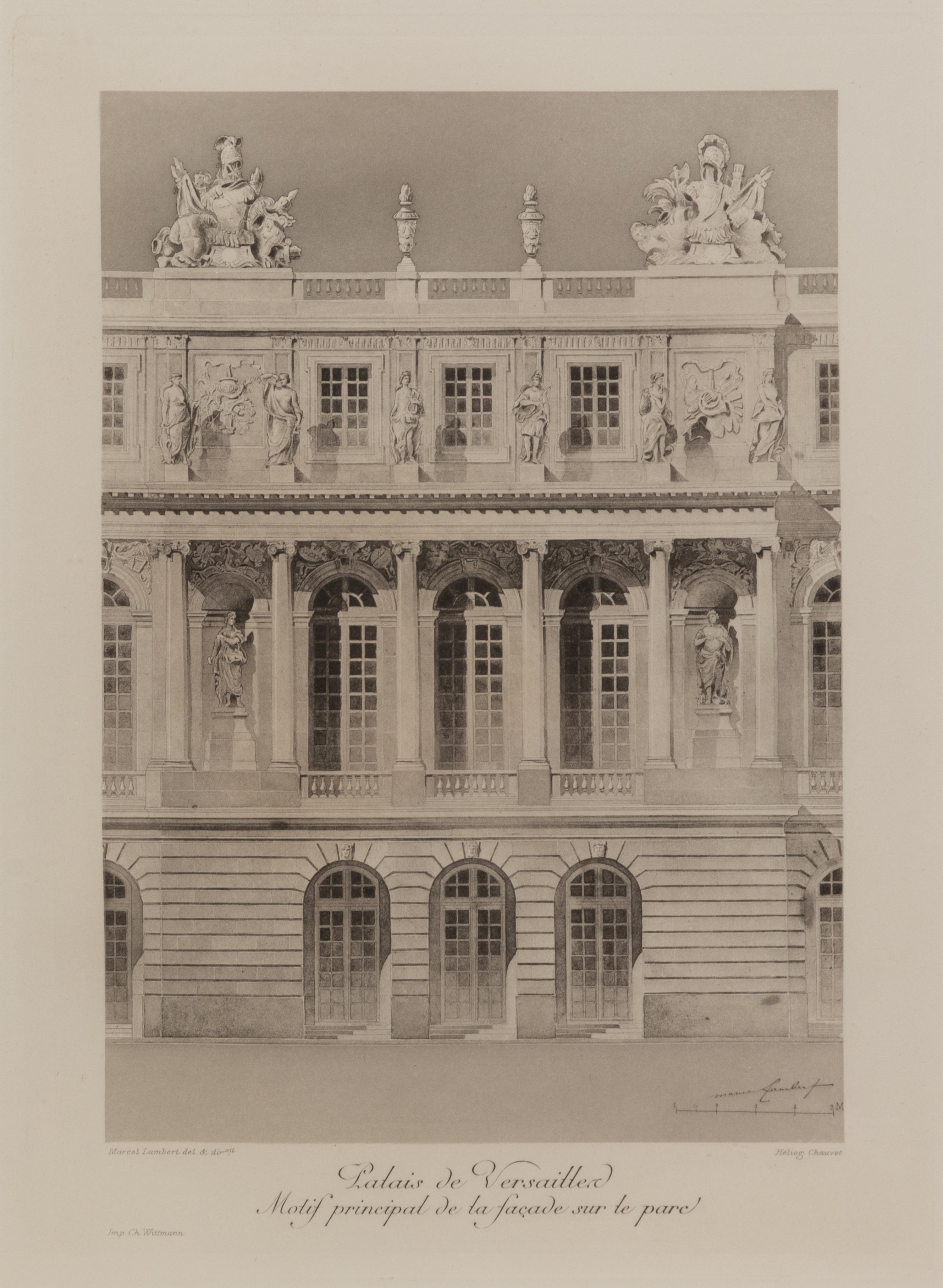 A Set of Six Framed Engravings Depicting Versailles and the Petit Trianon