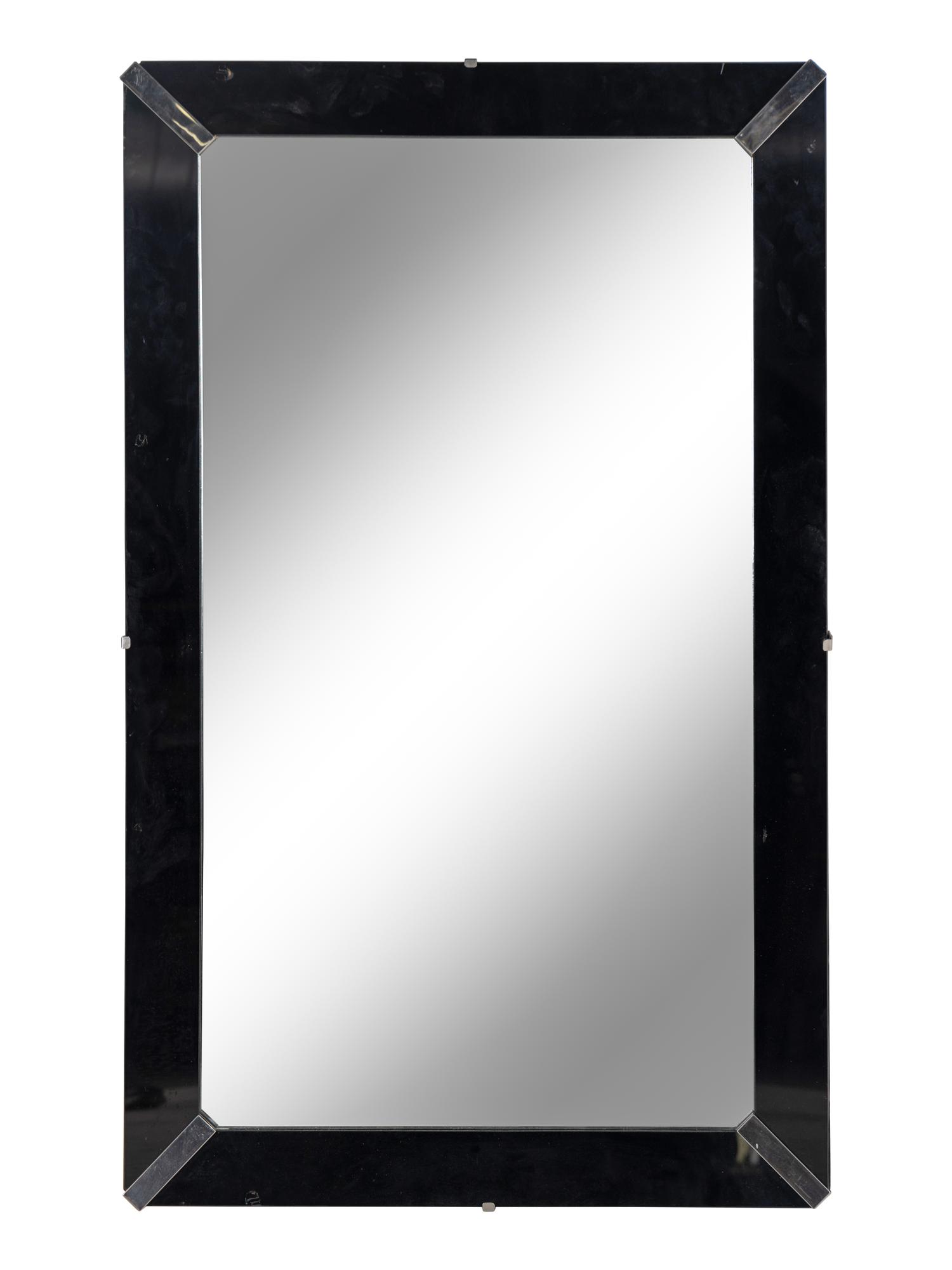 A Reverse-Painted Glass-Framed Mirror