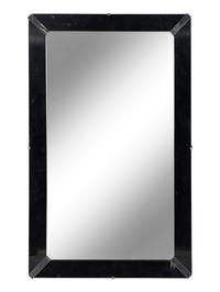 A Reverse-Painted Glass-Framed Mirror