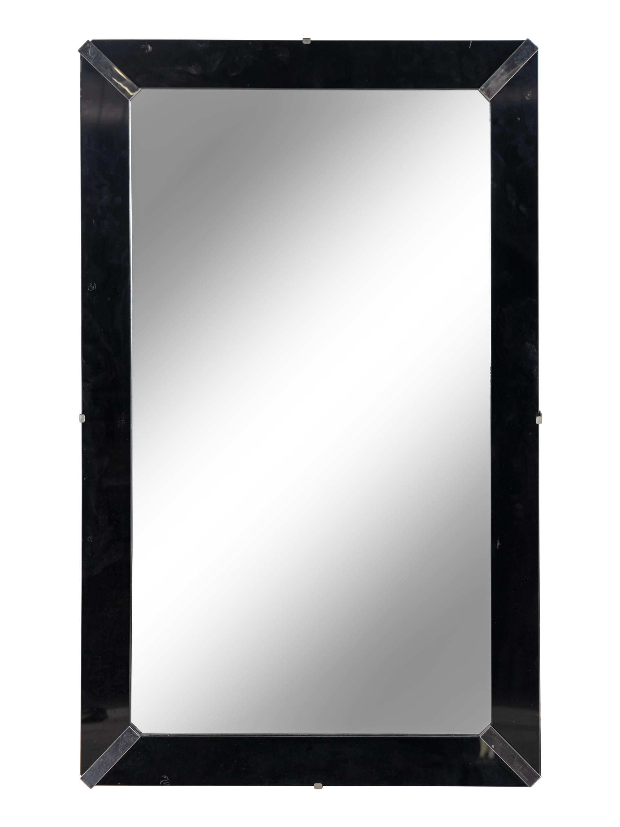 A Reverse-Painted Glass-Framed Mirror