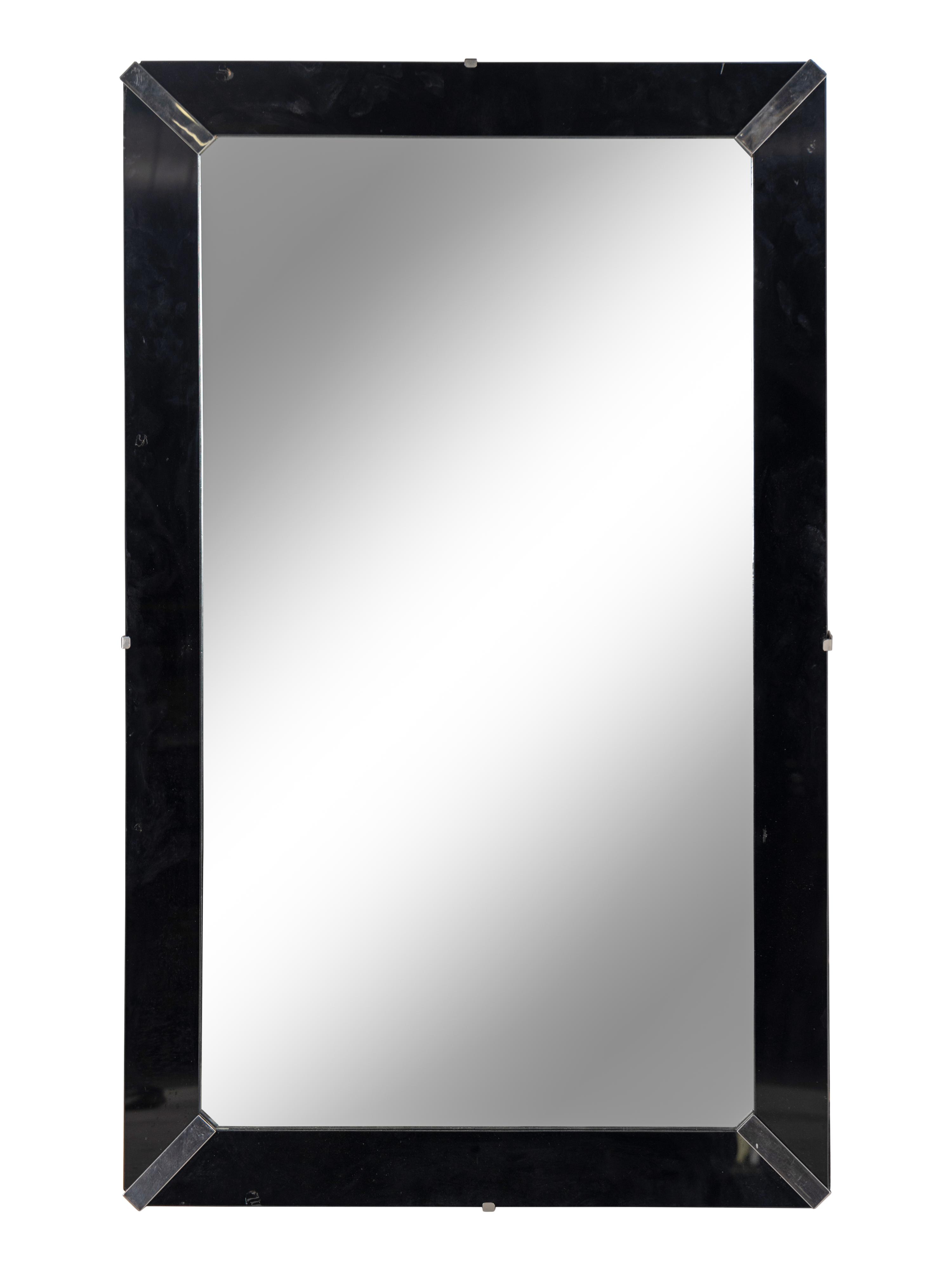 A Reverse-Painted Glass-Framed Mirror