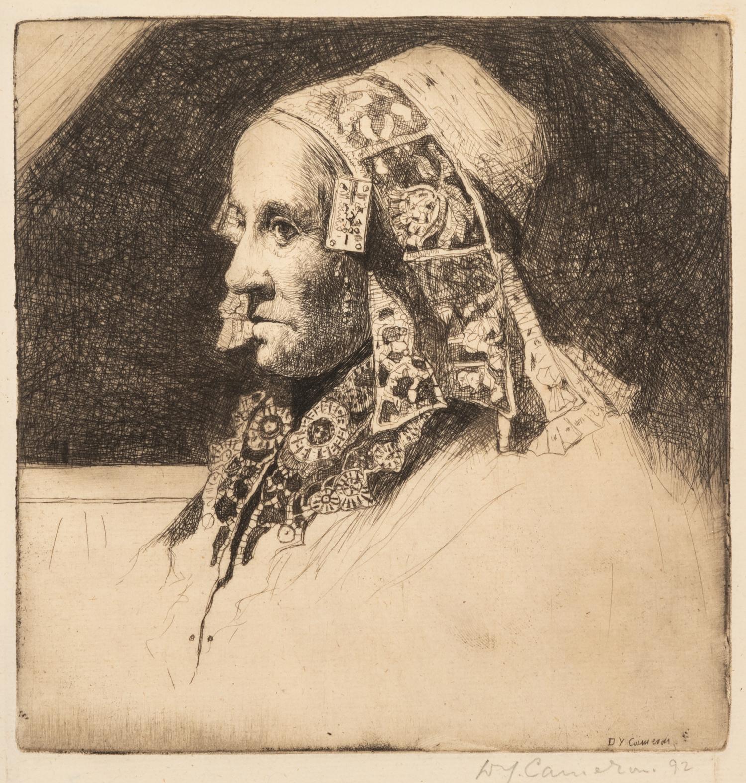 Sir David Young Cameron, (Scottish, 1865-1945), A group of twelve works: Chinon, Inverlochy Castle, Fisher Folk, Haddington, Lady of Ho