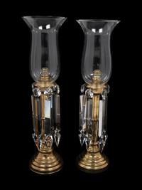 A Pair of Gilt Bronze and Cut Glass Lusters