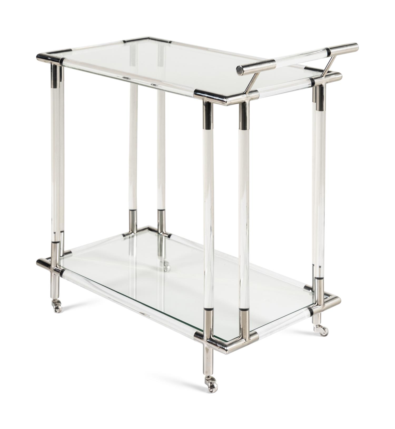 A Contemporary Acrylic and Chrome Bar Cart