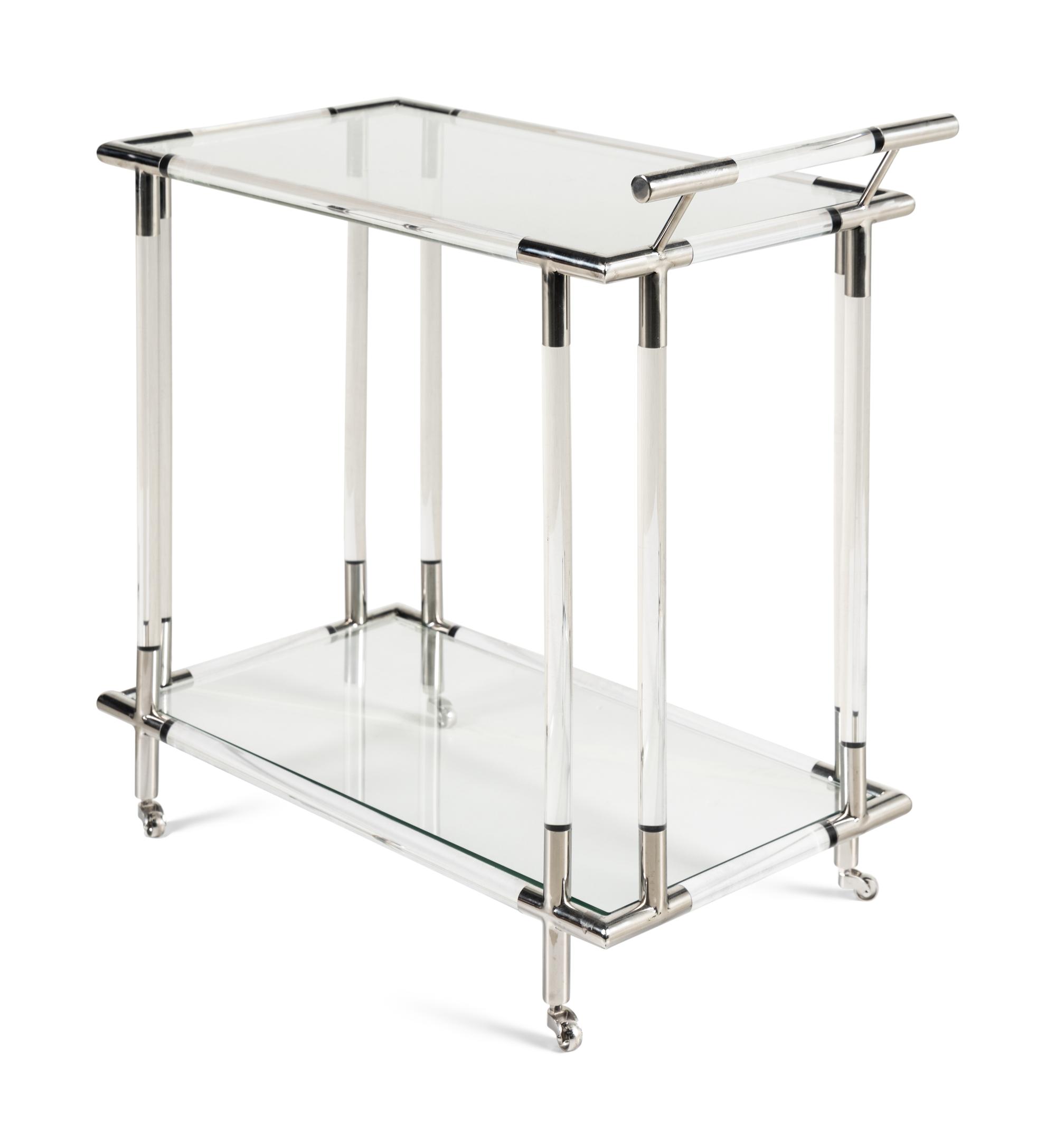 A Contemporary Acrylic and Chrome Bar Cart