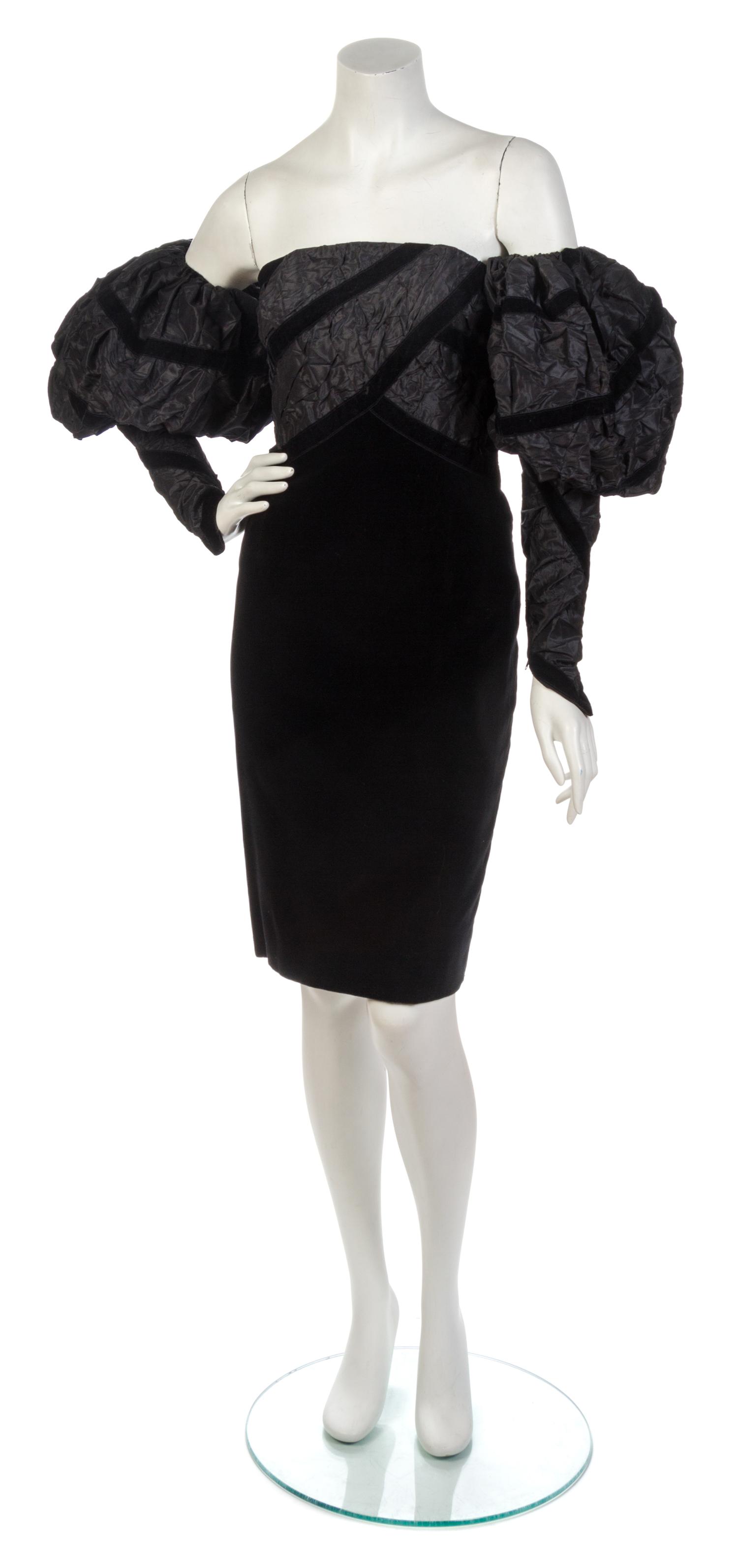 A Chanel Black Velvet and Taffeta Strapless Cocktail Dress,