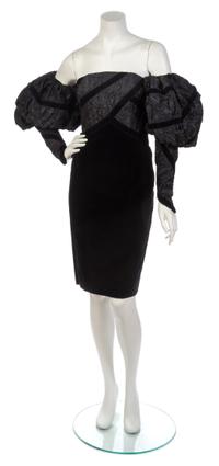 A Chanel Black Velvet and Taffeta Strapless Cocktail Dress,