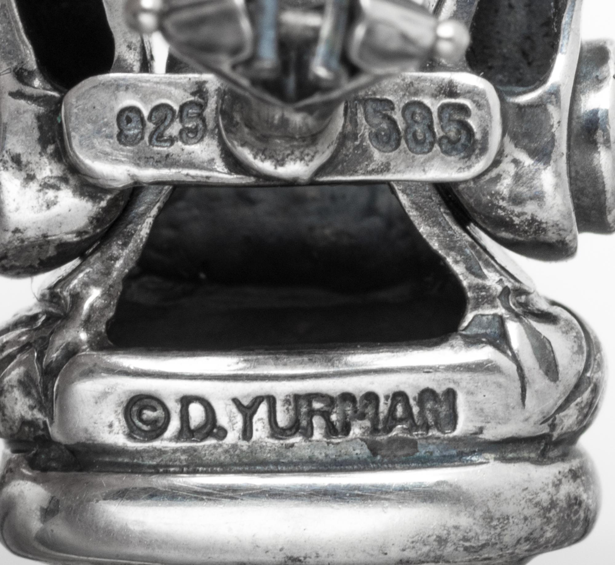 A Pair of Sterling Silver and 14 Karat Yellow Gold 'Buckle' Earclips, David Yurman, 10.30 dwts.