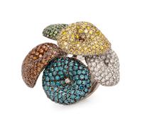 PALMIERO, DIAMOND AND COLORED DIAMOND 'MUSHROOM' RING