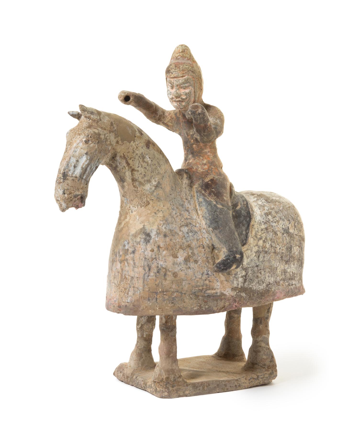 A Painted Pottery Equestrian Figure — POSSIBLY NORTHERN WEI DYNASTY