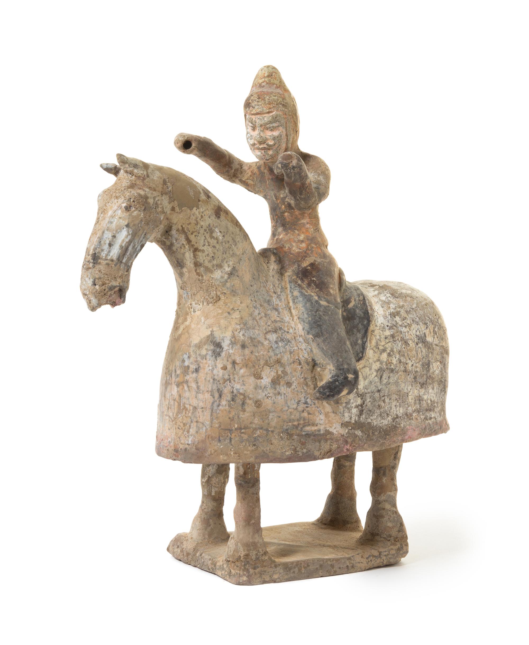 A Painted Pottery Equestrian Figure — POSSIBLY NORTHERN WEI DYNASTY