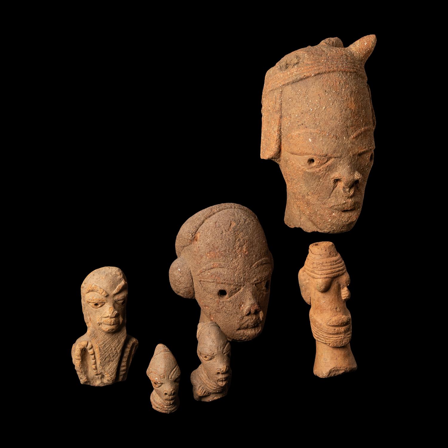 Six Nok Terracotta Heads and Figures