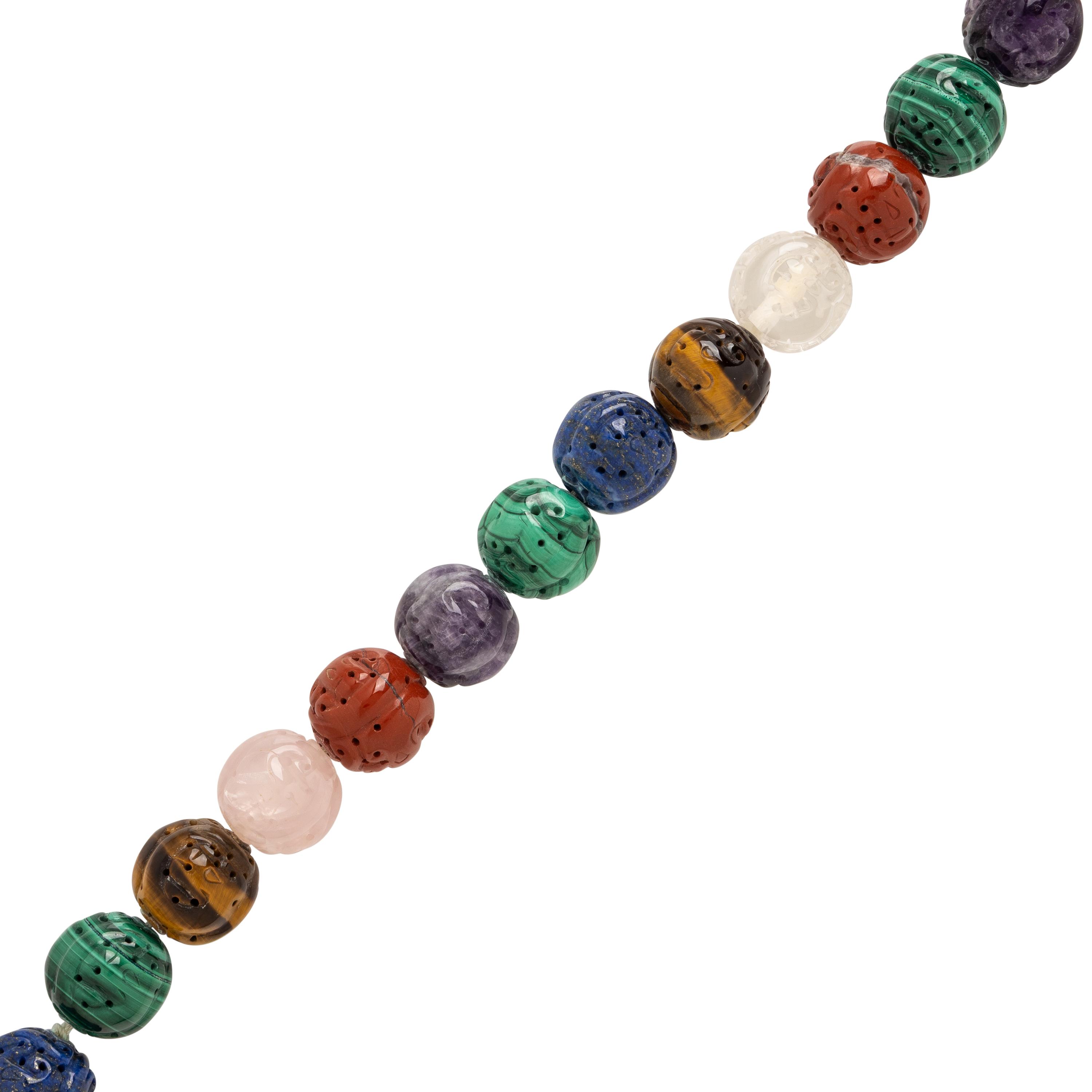 Multigem Carved Beaded Necklace