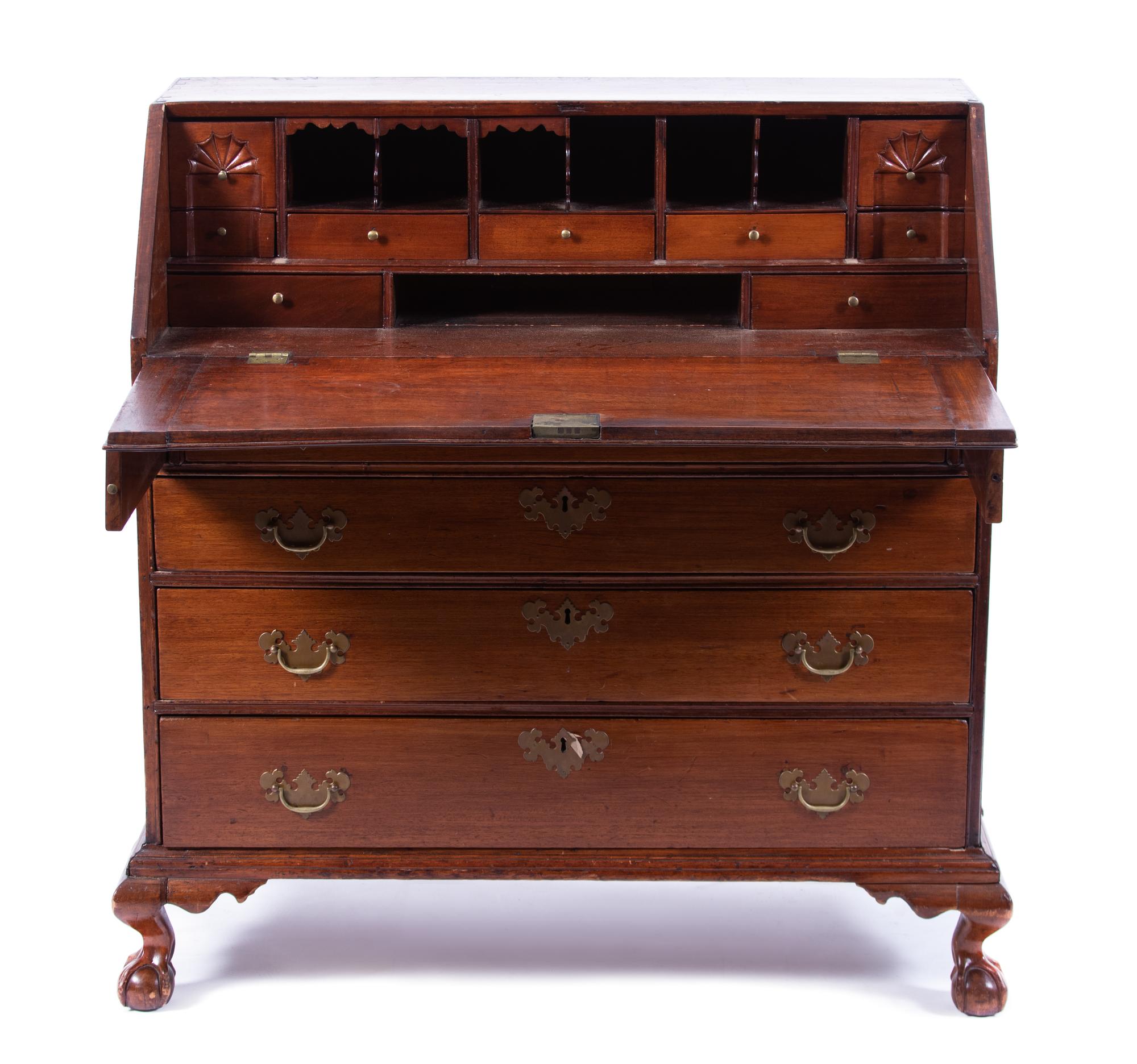 An American Chippendale Mahogany Slant Lid Desk — EARLY 19TH CENTURY