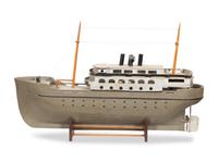Two Carved and Painted Wood Steamship Models