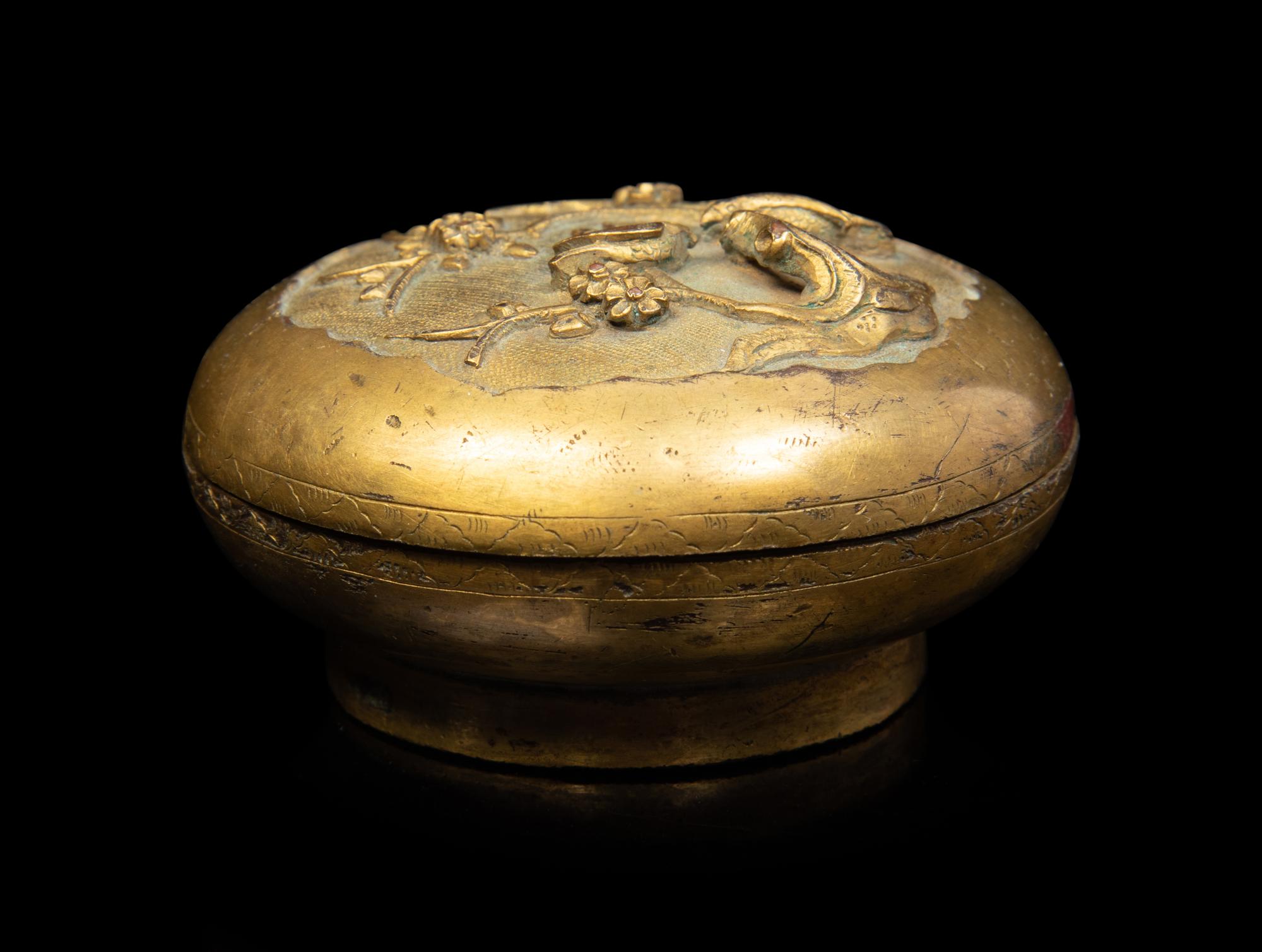 A Gilt Bronze Covered Seal Paste Box