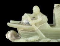 A Chinese Celadon Jade Boat