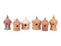 Six Redware Birdhouses
