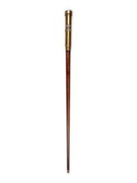 A British Silvered Metal Mounted Brass 'Royal Hussars' Explorer's Walking Stick