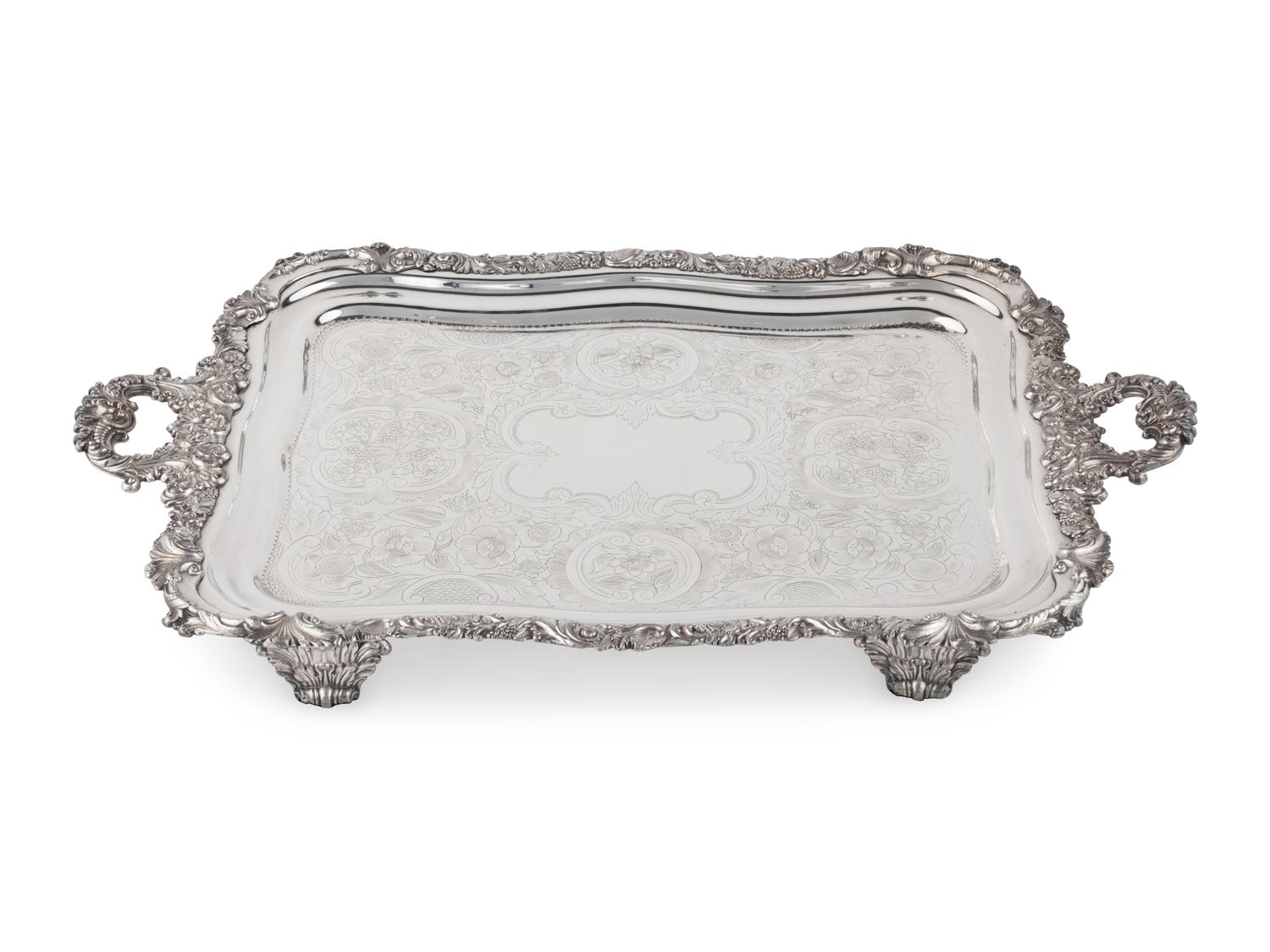 Three Silver-Plate Serving Trays