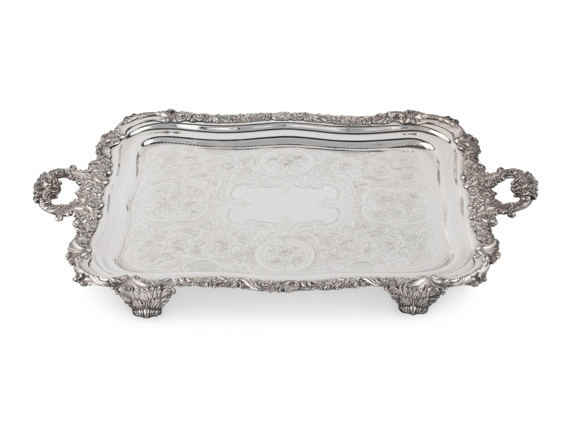 Three Silver-Plate Serving Trays