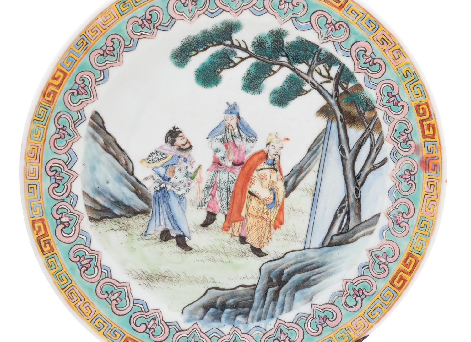 Three Chinese 'Figure' Porcelain Plates