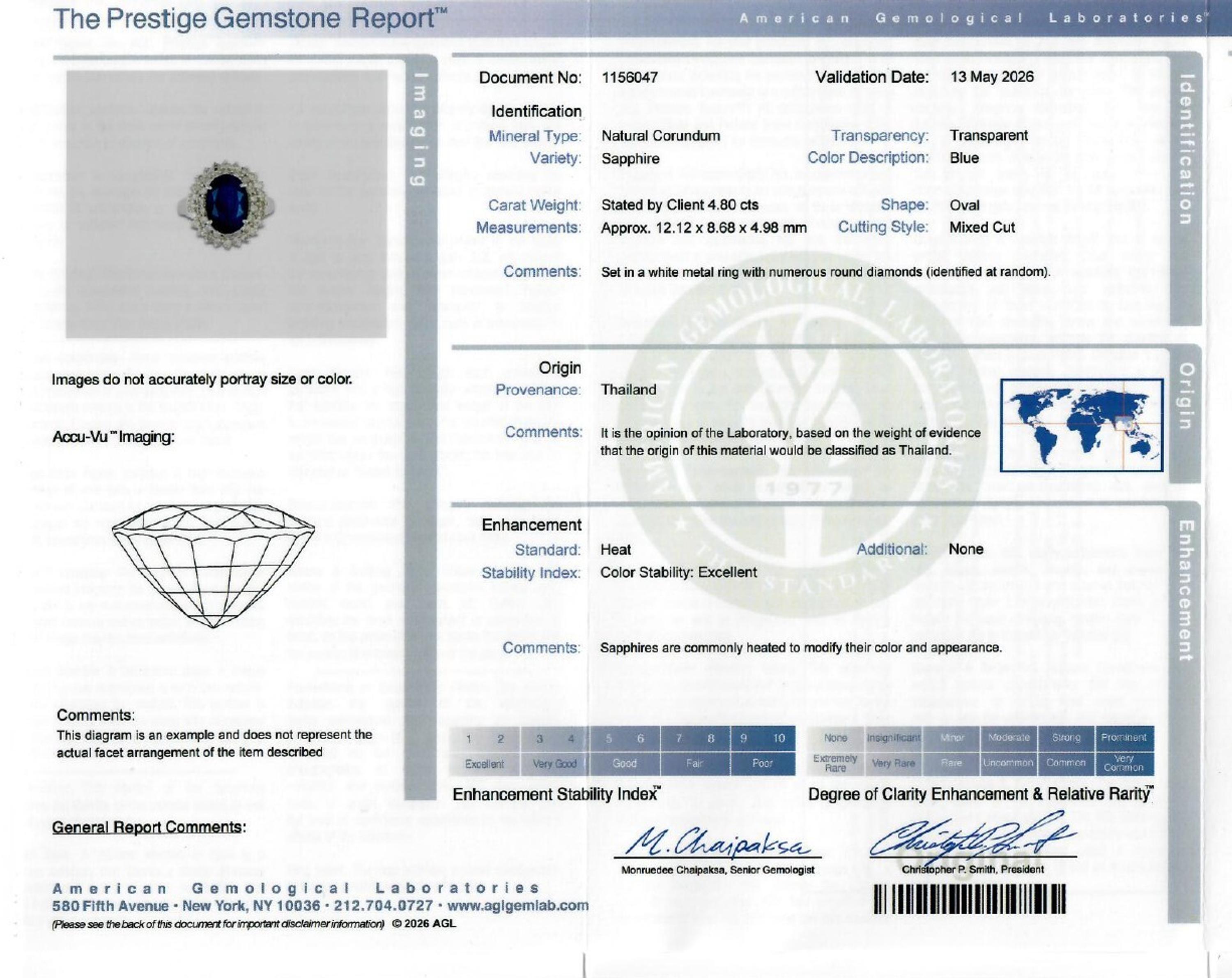 Sapphire, Diamond, and White Gold Ring