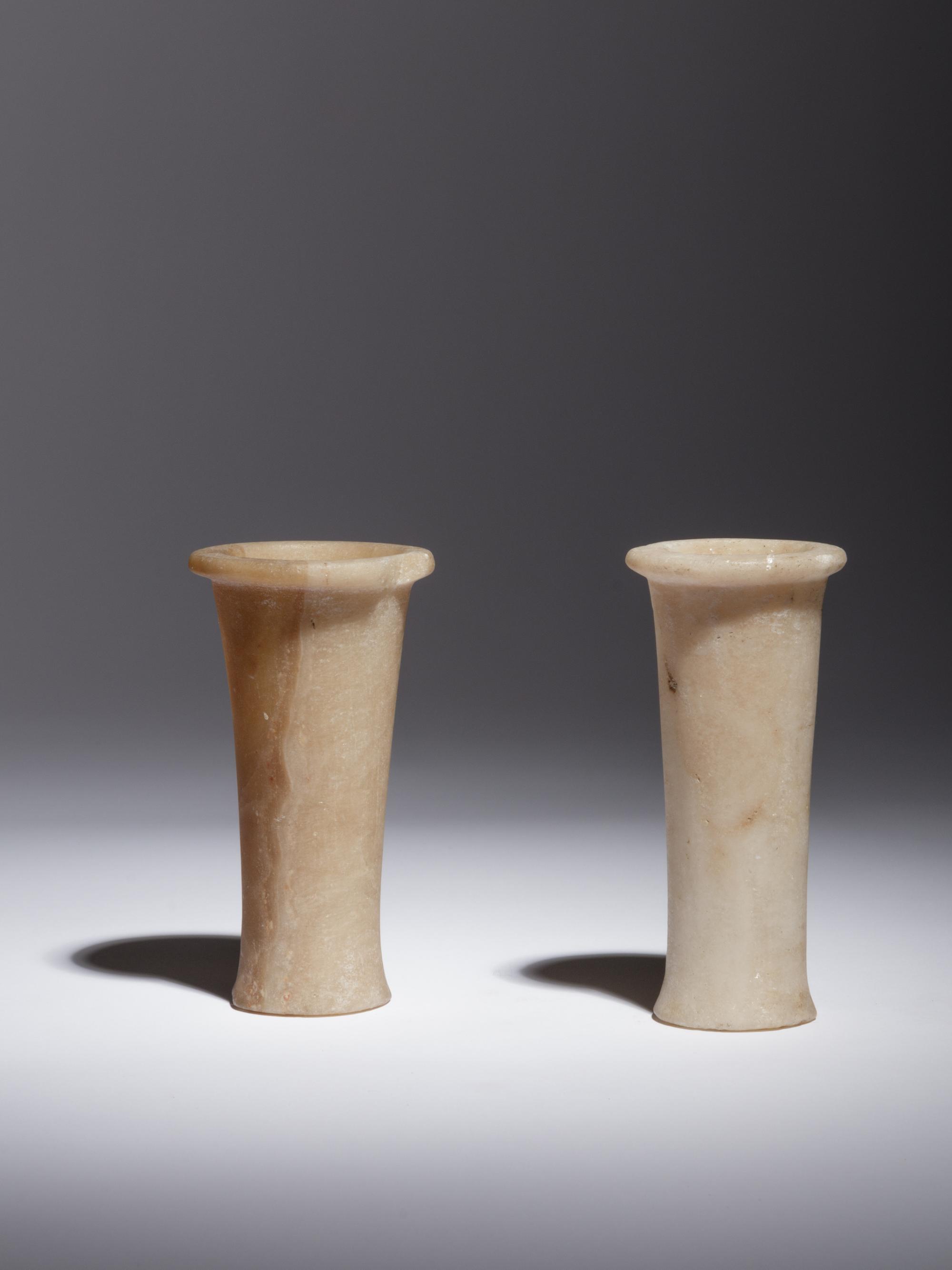 Two Egyptian Alabaster Columnar Vessels