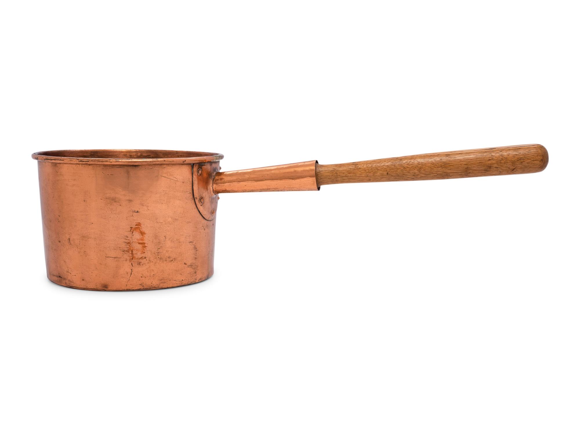 An American Copper Pot with Wood Handle