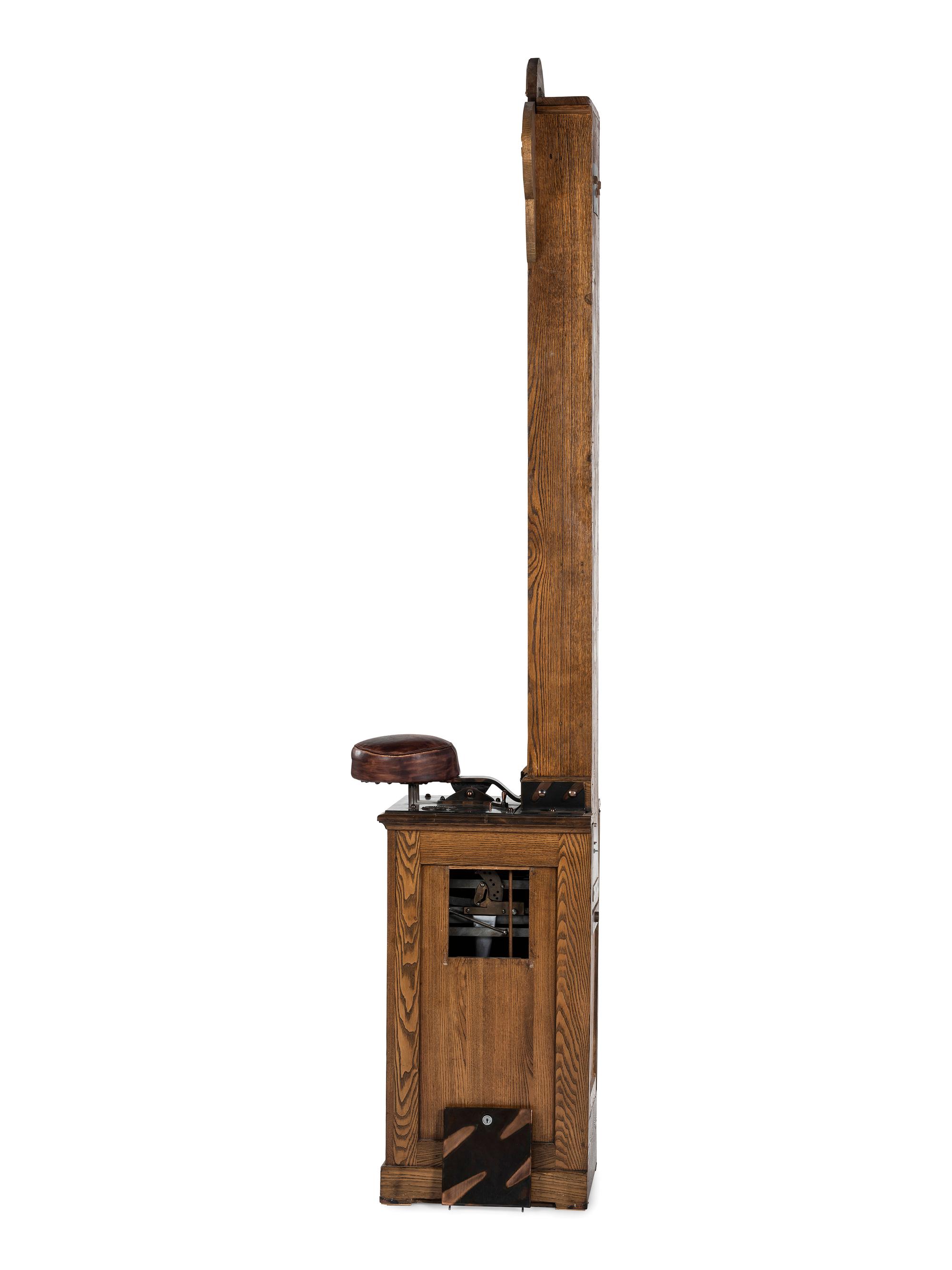 A Mike Munves One Cent High Striker Skill Game in Oak Case