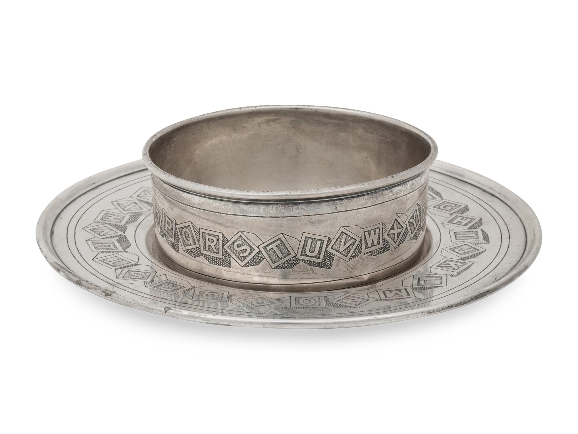 An American Silver Child's Alphabet Bowl and Plate