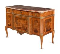 An Italian Marquetry Marble-Top Commode