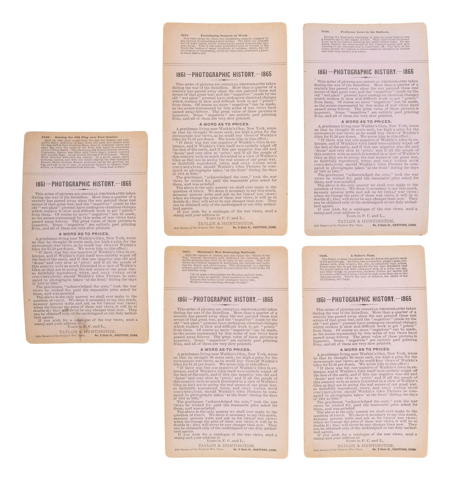 [CIVIL WAR]. A group of 23 stereoviews featuring significant locations and events throughout the war. Hartford, CT: Taylor & Huntington, ca 1890s.