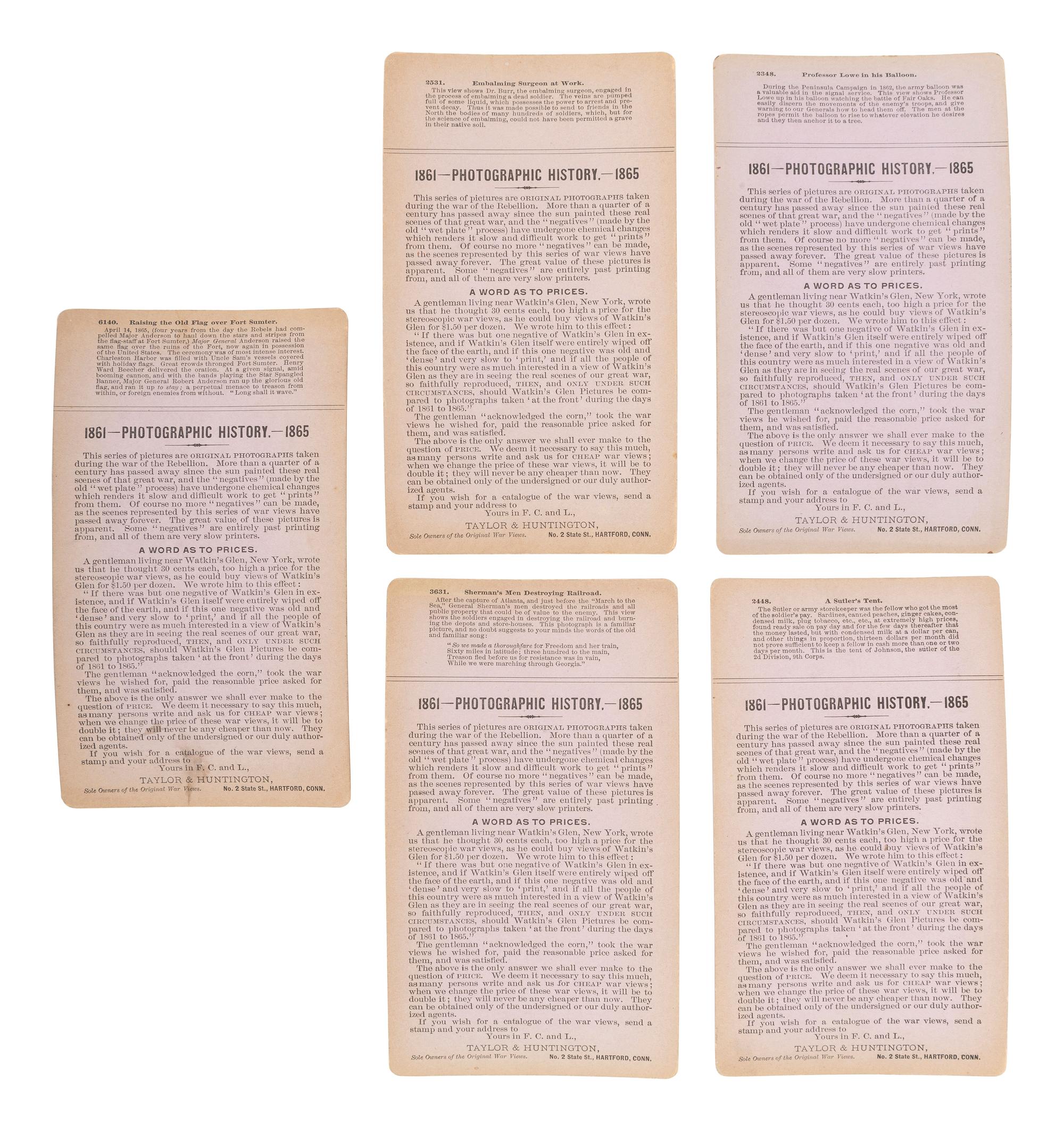 [CIVIL WAR]. A group of 23 stereoviews featuring significant locations and events throughout the war. Hartford, CT: Taylor & Huntington, ca 1890s.