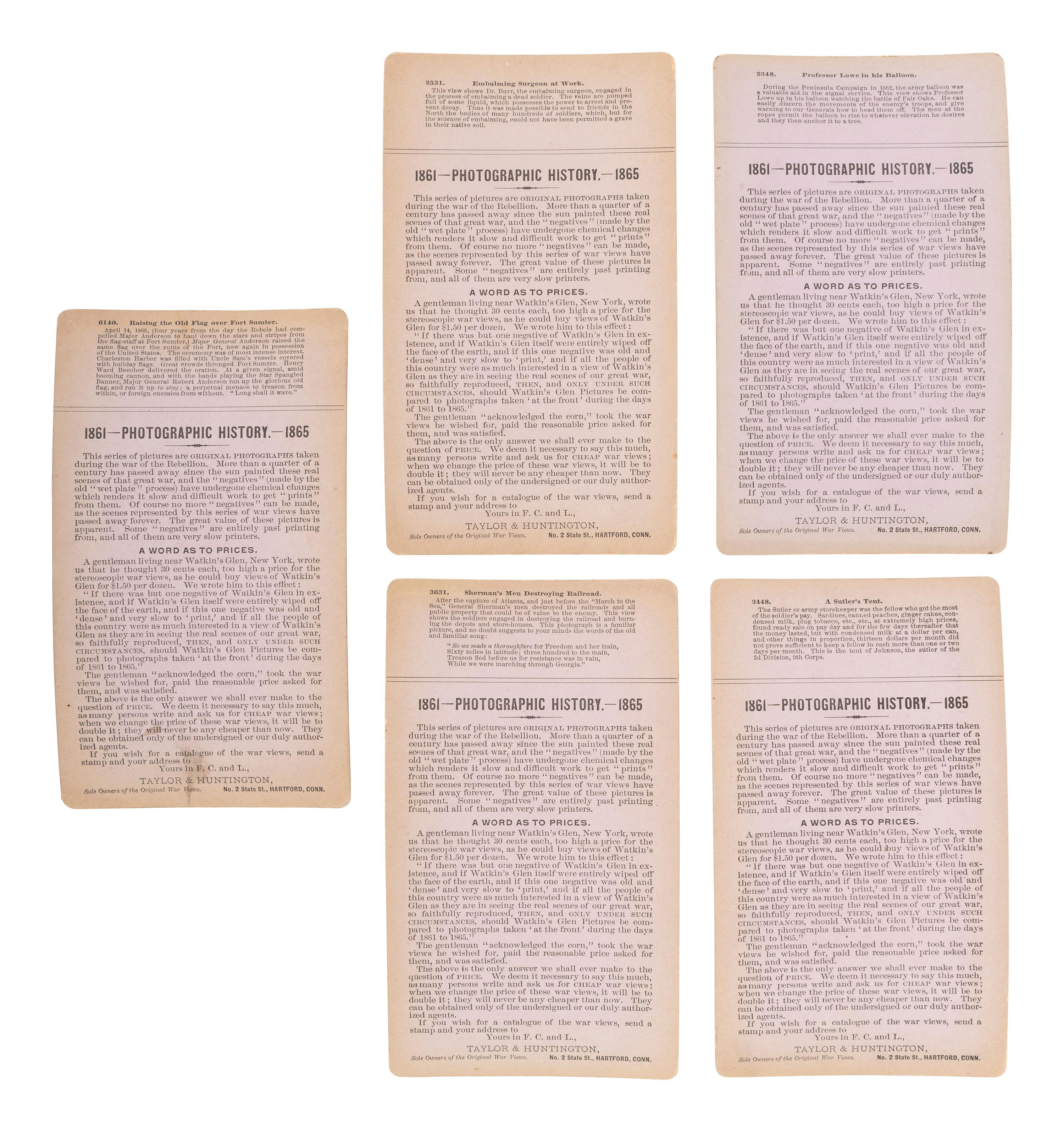 [CIVIL WAR]. A group of 23 stereoviews featuring significant locations and events throughout the war. Hartford, CT: Taylor & Huntington, ca 1890s.