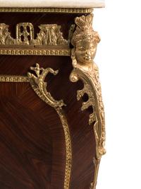 A French Gilt Bronze Mounted Marquetry Marble-Top Cabinet