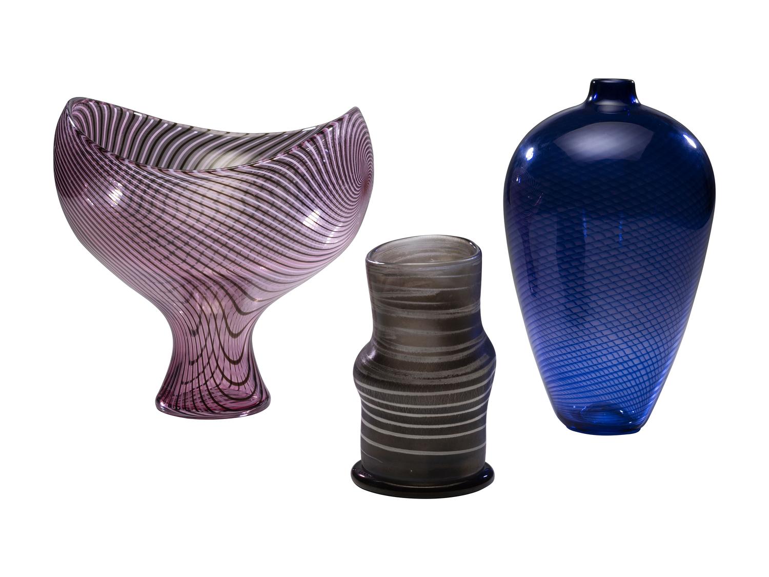 Three Art Glass Vessels