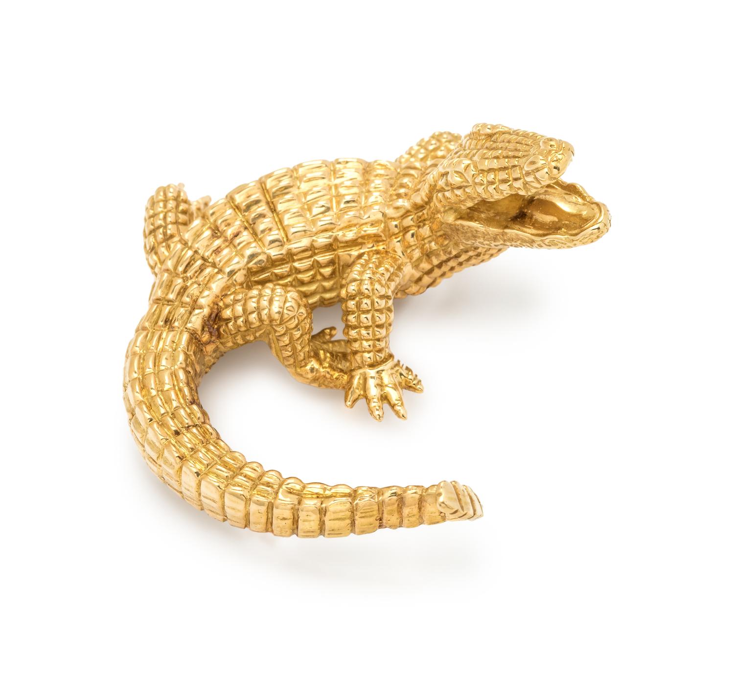 YELLOW GOLD ALLIGATOR BROOCH