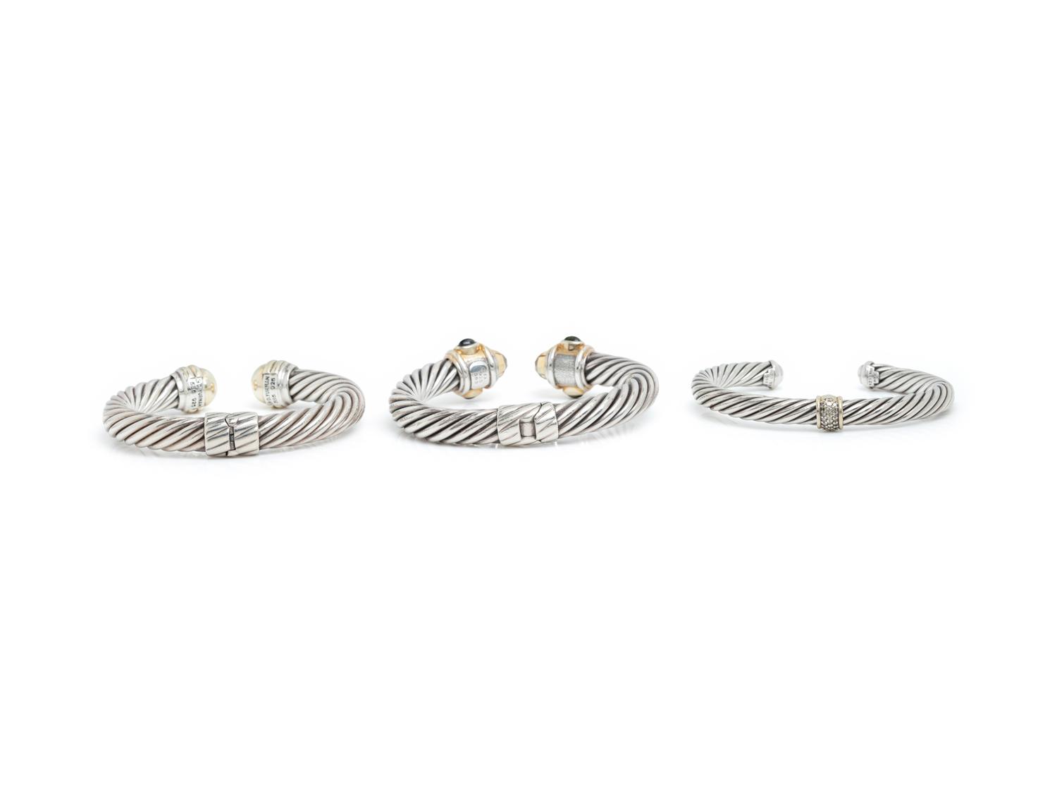 DAVID YURMAN, YELLOW GOLD AND STERLING SILVER BRACELETS