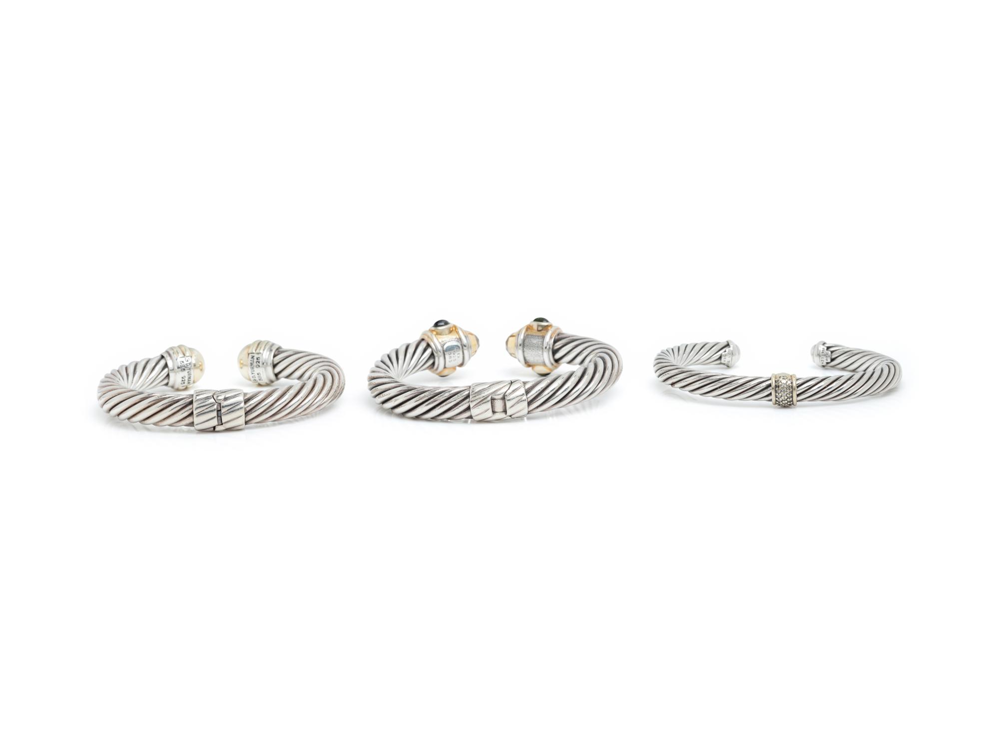 DAVID YURMAN, YELLOW GOLD AND STERLING SILVER BRACELETS