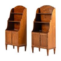 A Pair of Regency Satinwood and Part-Ebonized Waterfall Bookcases