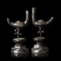 A Pair of Chinese Bronze Ducks, Ming Dynasty 明 銅鳧一對