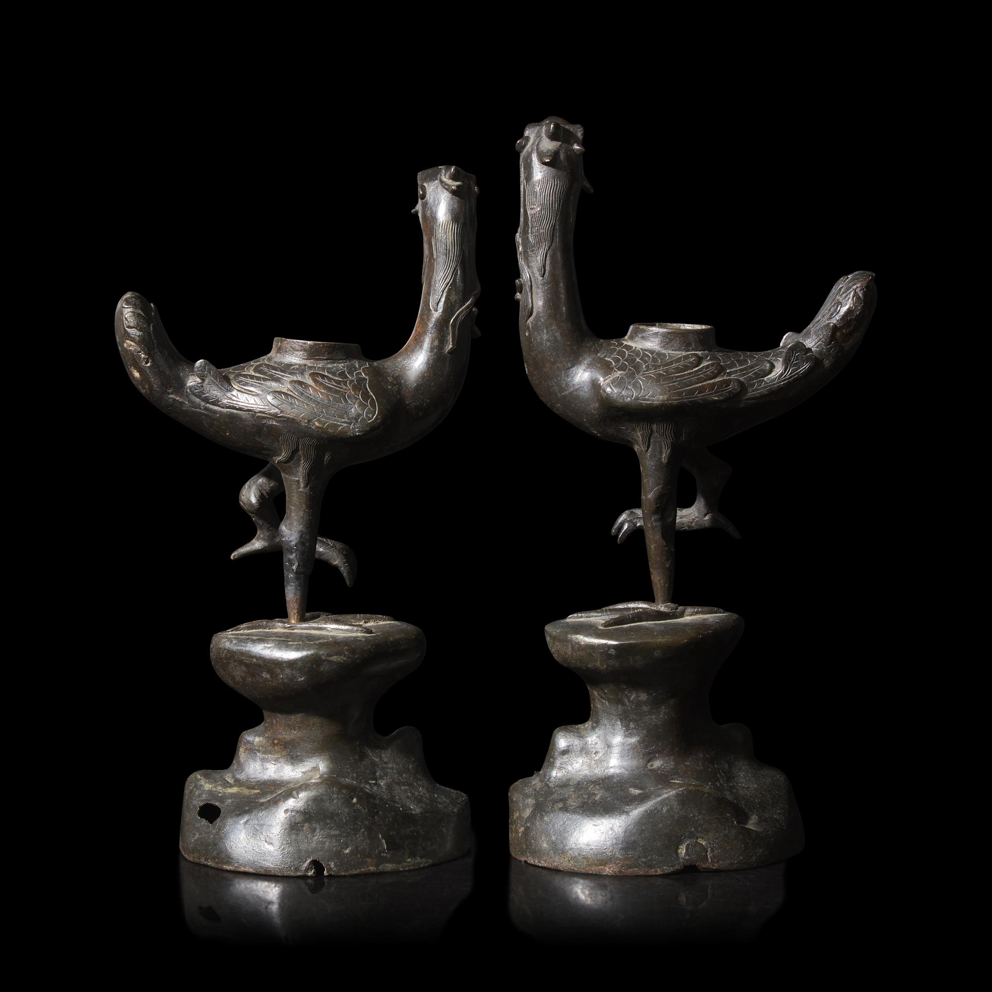 A Pair of Chinese Bronze Ducks, Ming Dynasty 明 銅鳧一對