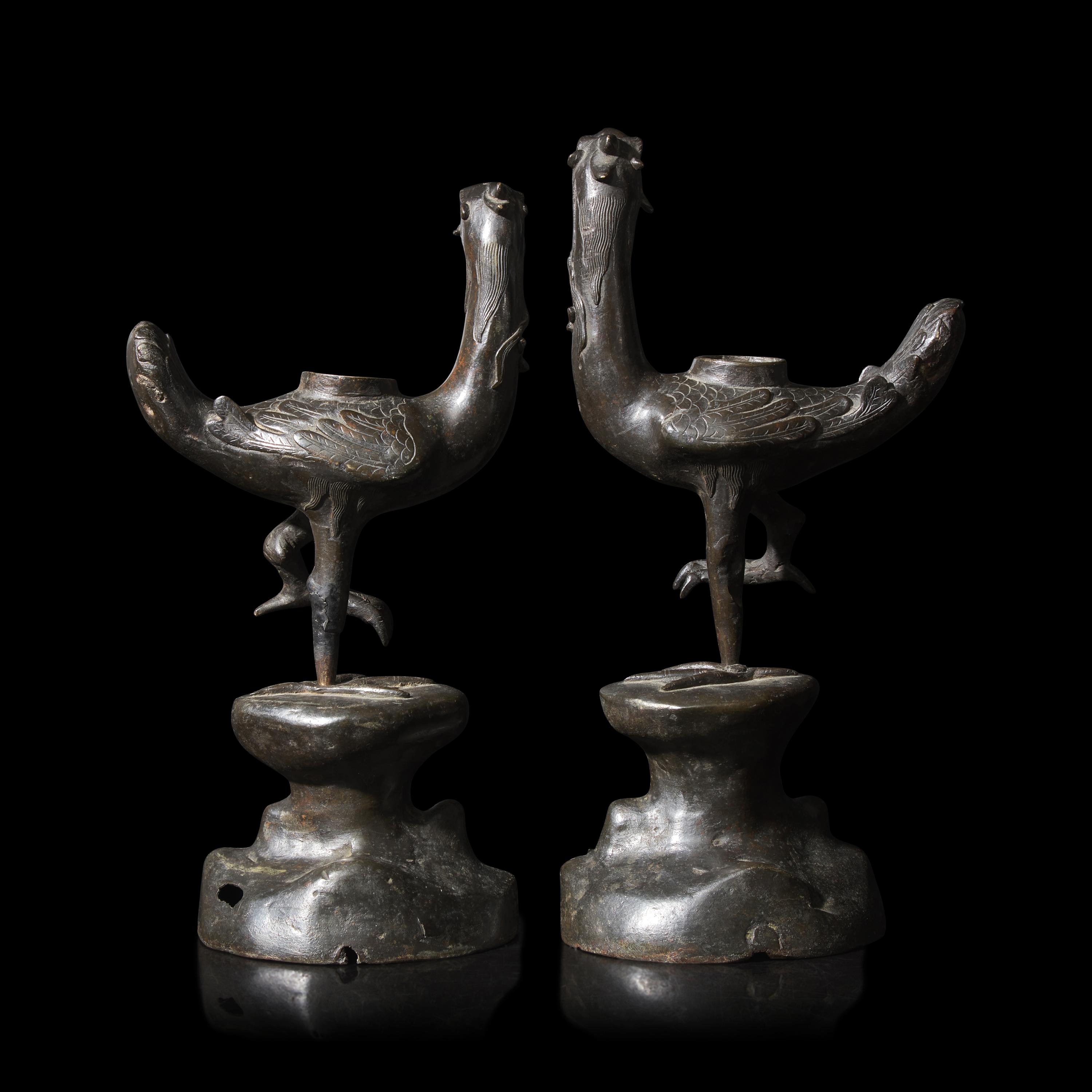 A Pair of Chinese Bronze Ducks, Ming Dynasty 明 銅鳧一對